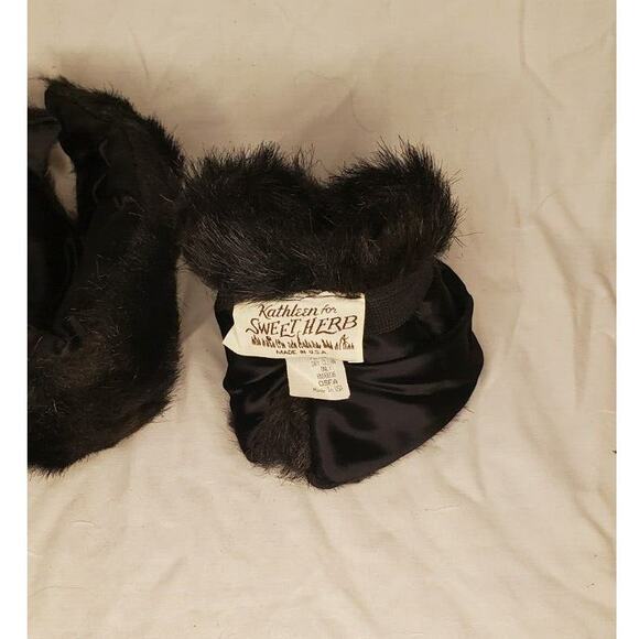 Women's Black Faux Fur Wrist Cuffs by Kathleen for Sweet Herb - OSFA - Picture 7 of 7